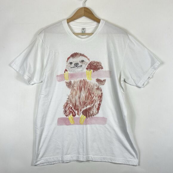 American Apparel Buttercup Sloth Costa Rica Ethical T-Shirt Top Shirt Mens Large - Picture 1 of 8